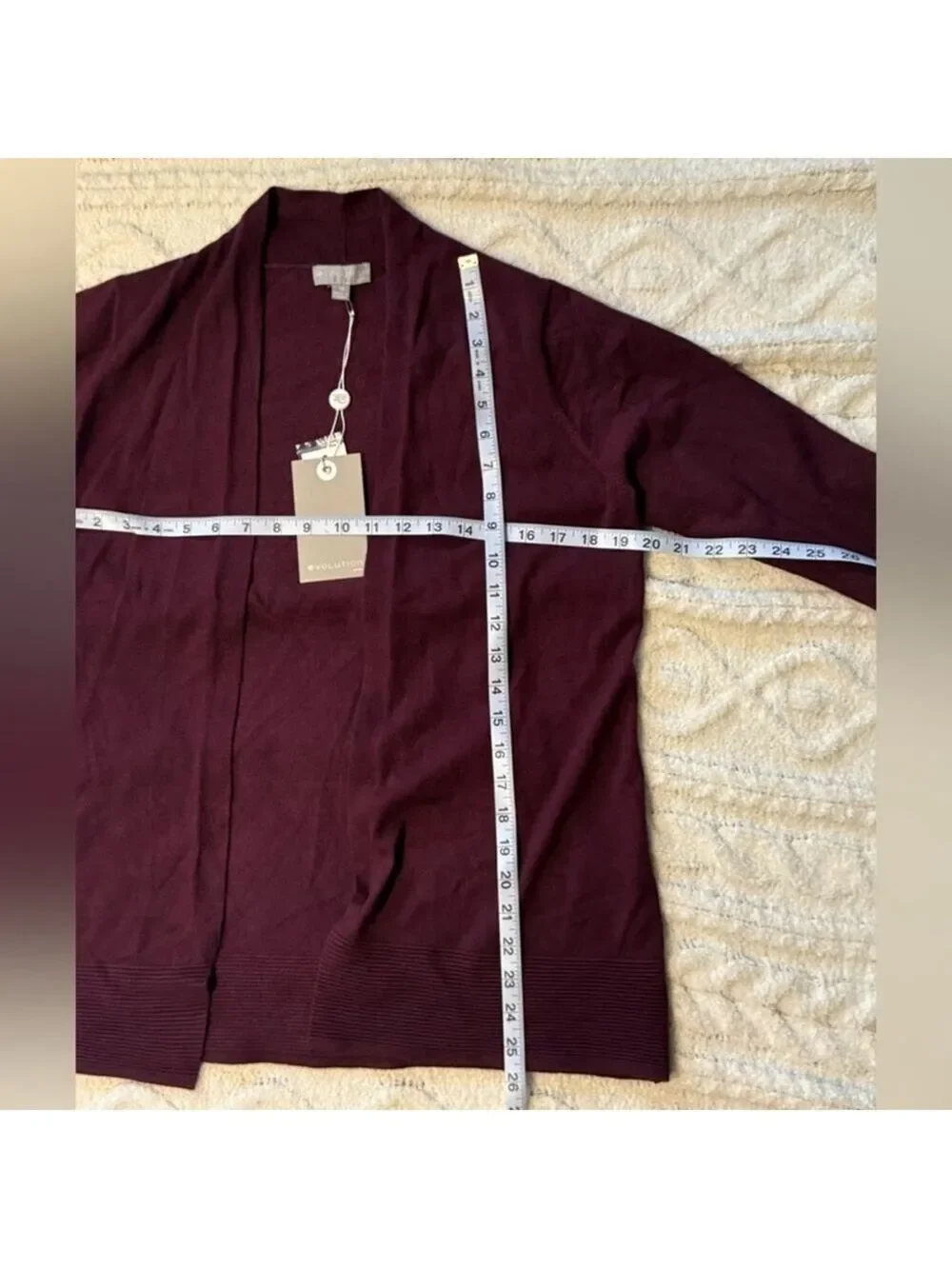 Evolution by Cyrus Ribbed Open Front Cardigan Burgundy Ancho Chili Red Medium